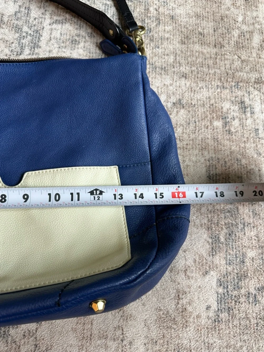 orYANY Royal Blue Pebbled Leather Slouchy Hobo Bag Crossbody